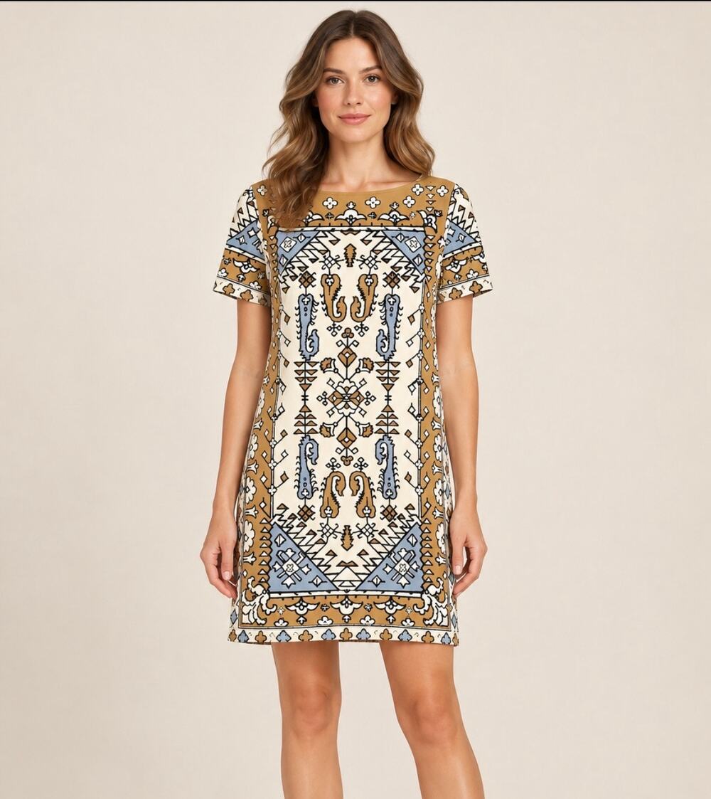 Tory Burch Lisbon Pima Cotton Shift Dress Boho Stretch size Medium Casual